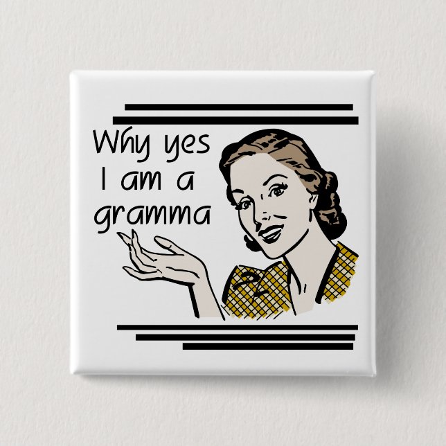 Retro Gramma T-shirts and Gifts 2 Inch Square Button (Front)
