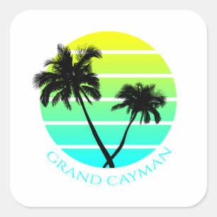 Retro Grand Cayman Islands Square Sticker