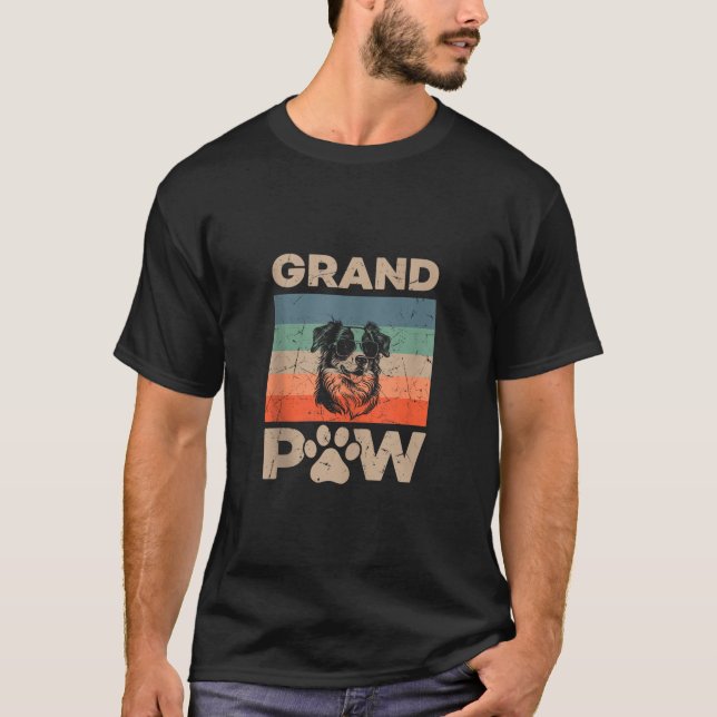 Retro Grand Paw Mini Aussie Dog Grandpaw Grandpa C T-Shirt (Front)