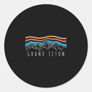 Retro grand teton national park wyoming vintage classic round sticker