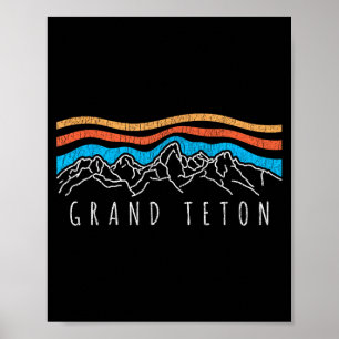 Retro grand teton national park wyoming vintage poster