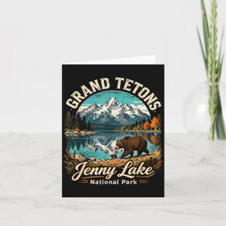 Retro Grand Tetons Jenny Lake National Park Fall Card