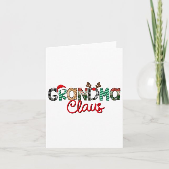 Retro Grandma Claus Reindeer Christmas Matching Fa Card (Front)