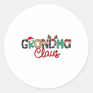 Retro Grandma Claus Reindeer Christmas Matching Fa Classic Round Sticker