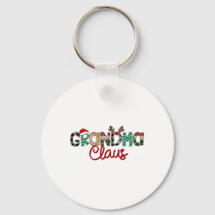 Retro Grandma Claus Reindeer Christmas Matching Fa Keychain