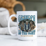 Retro Grandpa is the Goat Photo Mug<br><div class="desc">Retro goat mug for grandpa with custom photo. Your photo will be displayed in a wavy edge sticker shape and framed with "grandpa is the goat". lettered in retro typography and decorated with love hearts. Personalize with the name(s) of the grandchild or grandkids or any text you like. Use the...</div>