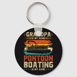Retro Grandpa Pontoon Boat Captain Keychain