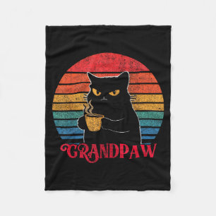 Retro Grandpaw Funny Sarcastic Cat Lover Quote Gra Fleece Blanket