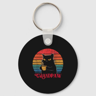 Retro Grandpaw Funny Sarcastic Cat Lover Quote Gra Keychain