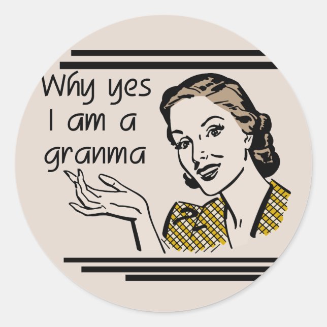 Retro Granma T-shirts and Gifts Classic Round Sticker (Front)