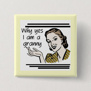 Retro Granny T-shirts and Gifts 2 Inch Square Button