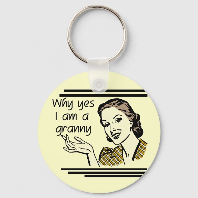 Retro Granny T-shirts and Gifts Keychain (Front)