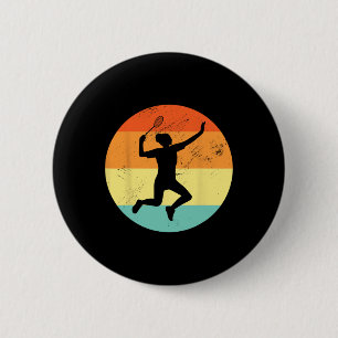 Retro Graphic Badminton Player Shuttle Player Spor 2 Inch Round Button