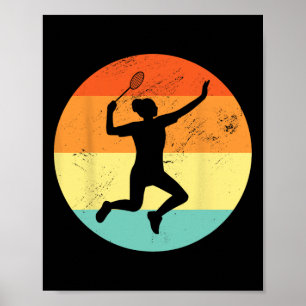 Retro Graphic Badminton Player Shuttle Player Spor Poster
