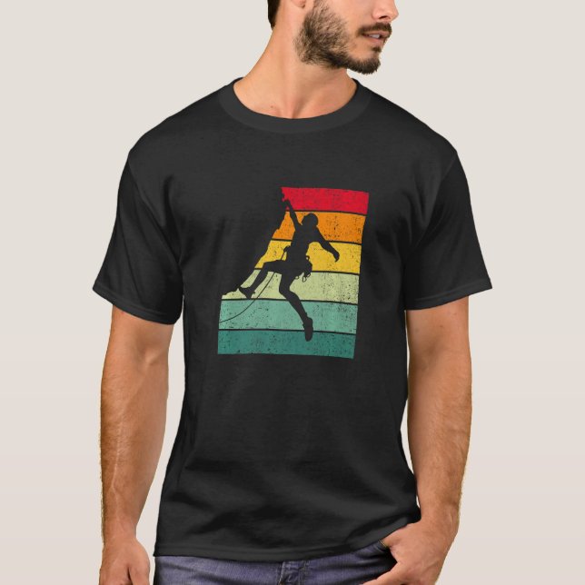 Retro Graphic Climbing Bouldering Rock Climber Mou T-Shirt (Front)
