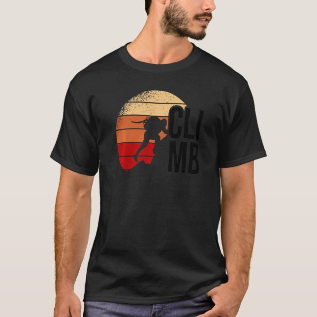 Retro Graphic Climbing Bouldering Rock Climber Mou T-Shirt (Front)
