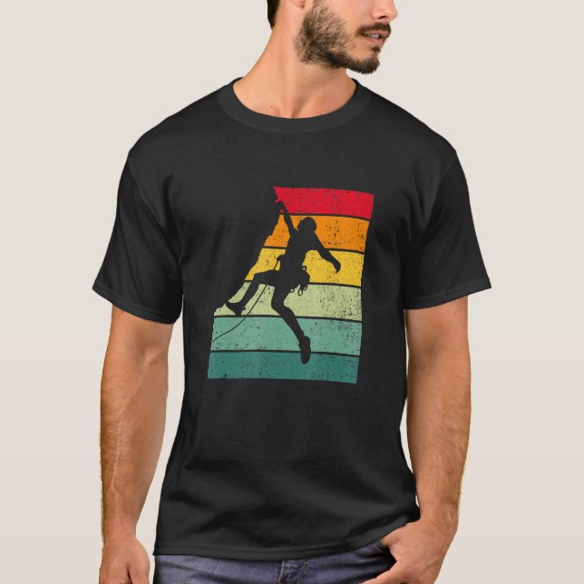 Retro Graphic Climbing Bouldering Rock Climber Mou T-Shirt (Front)