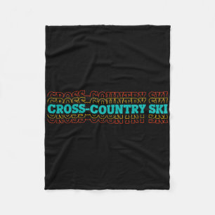 Retro Graphic Cross Country Skiing Winter Sports B Fleece Blanket