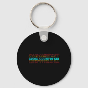 Retro Graphic Cross Country Skiing Winter Sports B Keychain