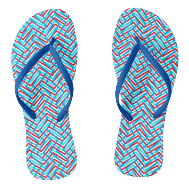 Retro graphic design in red and blue flip flops (Footbed)