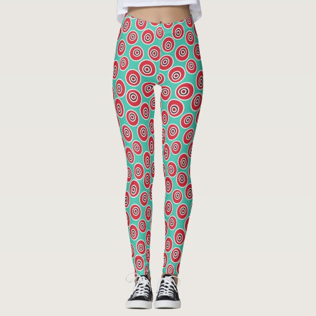 Retro Graphic Design Pattern Leggings (Front)