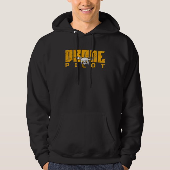 Retro Graphic Drone Flying Quadcopter Pilot RC Dro Hoodie (Front)