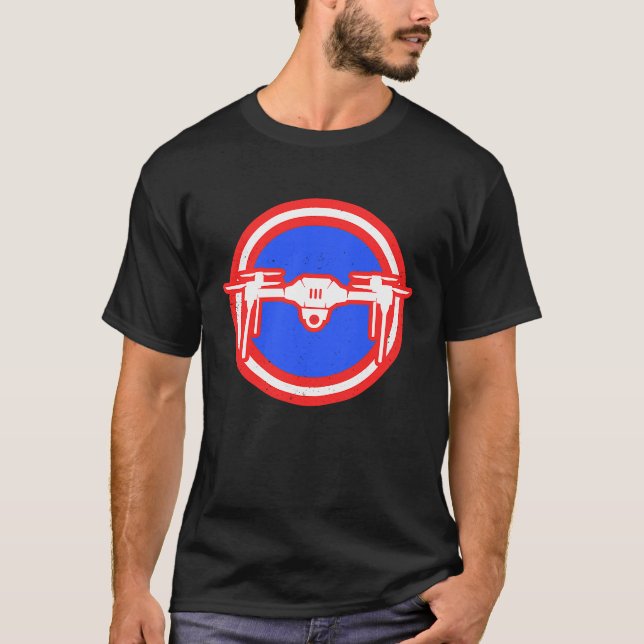 Retro Graphic Drone Flying Quadcopter Pilot RC Dro T-Shirt (Front)
