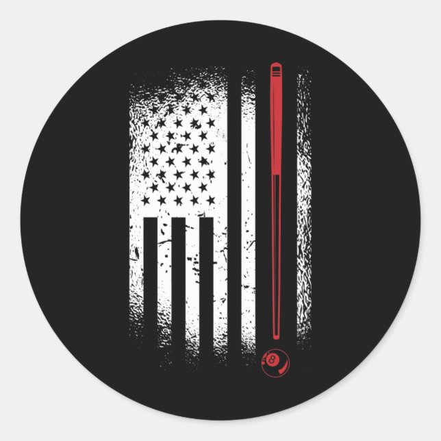 Retro Graphic Pool Billard Snooker Billard Cue 8-l Classic Round Sticker (Front)