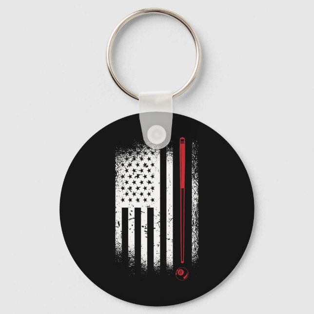 Retro Graphic Pool Billard Snooker Billard Cue 8-l Keychain (Front)