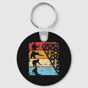 Retro Graphic Pool Billiard Snooker Billard Cue 8- Keychain