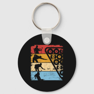 Retro Graphic Pool Billiard Snooker Billard Cue 8- Keychain