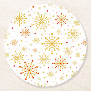 Retro graphic print round paper coaster