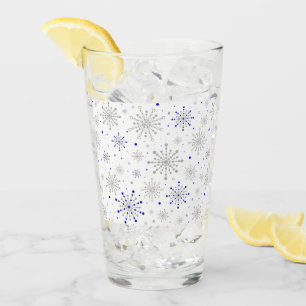 Retro Graphic Silver Blue Glass