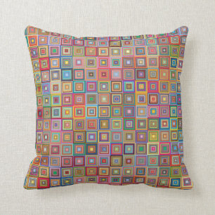 Retro Graphic Squares Design Throw Pillow