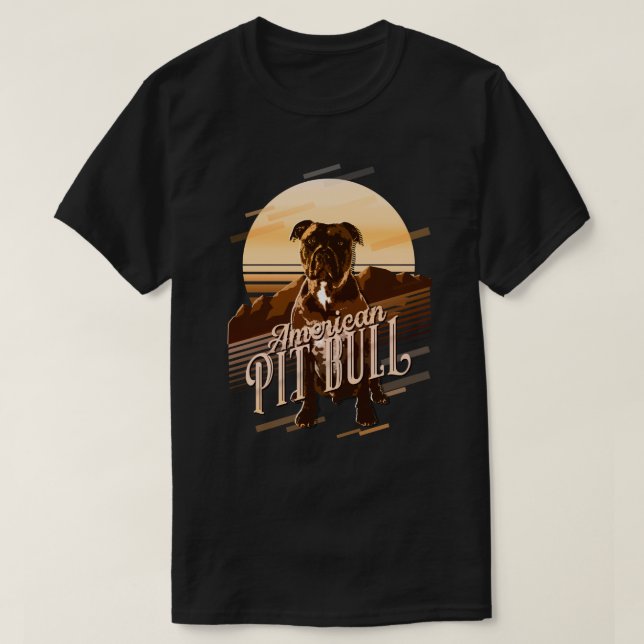 Retro Graphics American Pit Bull Gold ID754 T-Shirt (Design Front)