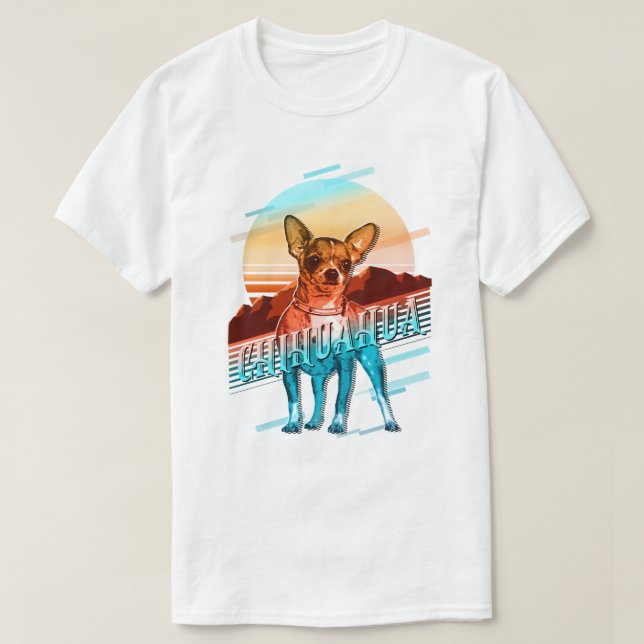 Retro Graphics Chihuahua Multi-Colour ID754 T-Shirt (Design Front)