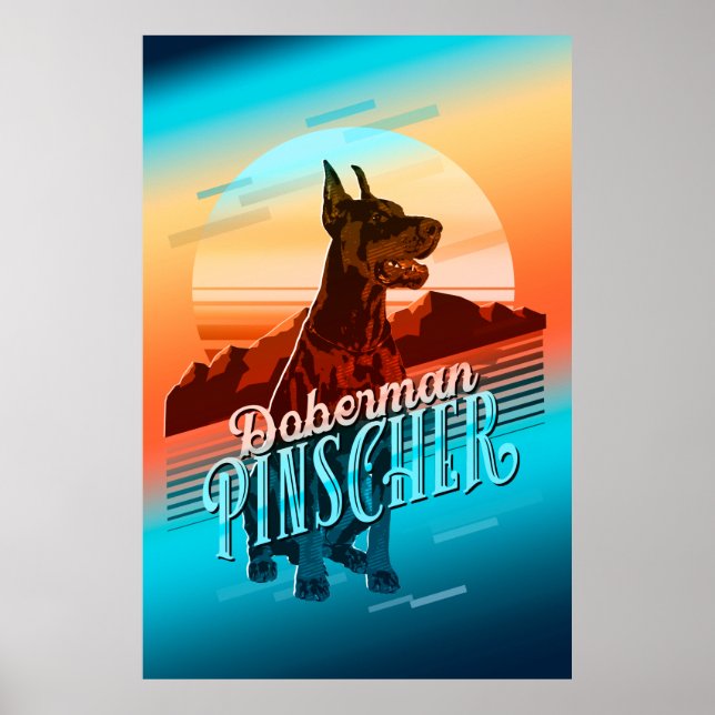 Retro Graphics Doberman Multi-Color ID754 Poster (Front)