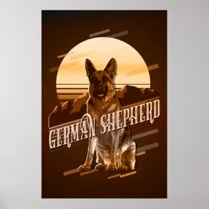 Retro Graphics German Shepherd Gold ID754 Poster
