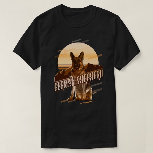 Retro Graphics German Shepherd Gold ID754 T-Shirt (Design Front)