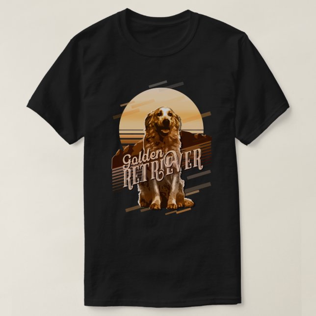 Retro Graphics Golden Retriever Gold ID754 T-Shirt (Design Front)