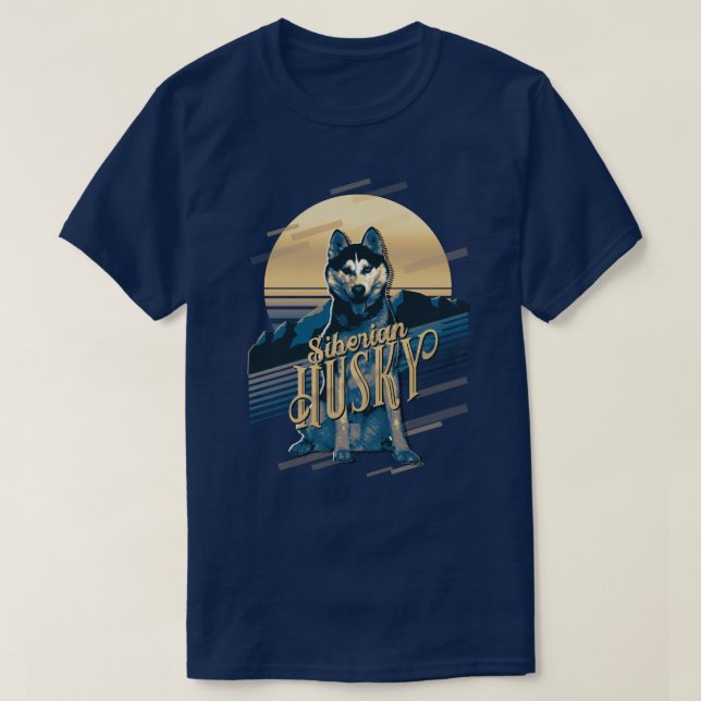 Retro Graphics Siberian Husky Blue ID754 T-Shirt (Design Front)