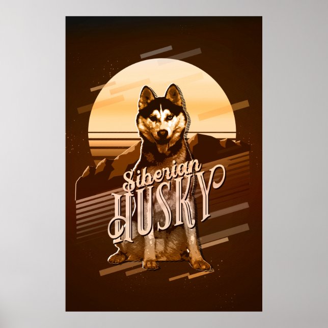 Retro Graphics Siberian Husky Gold ID754 Poster (Front)