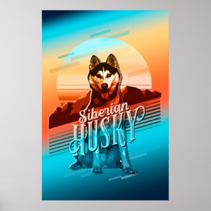 Retro Graphics Siberian Husky Multi-Colour ID754 Poster