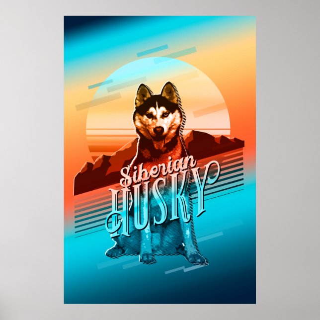 Retro Graphics Siberian Husky Multi-Colour ID754 Poster (Front)