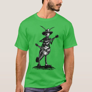 Retro Grasshopper Playing Mandolin Guitar Musician T-Shirt