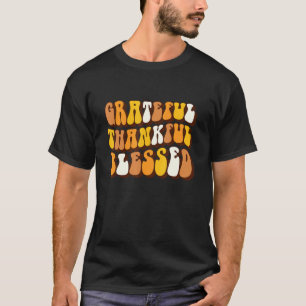 Retro Grateful Thankful Blessed Thanksgiving for T-Shirt