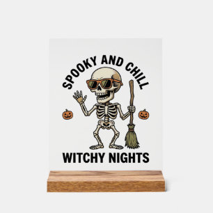 Rétro Gravure de squelette d'Halloween Sorcière Ba
