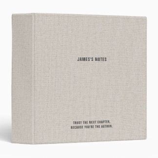 Retro Gray Linen Look Personalized Notes Binder