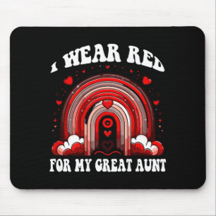 Retro Great Aunt Heart Disease Awareness Rainbow B Mouse Pad