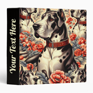 Retro Great Dane Illustration Binder